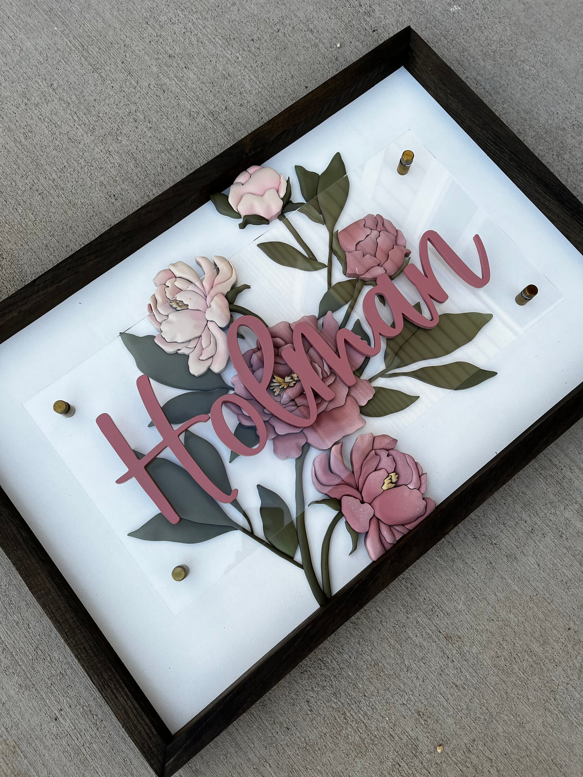 Holman Last Name - Floral Sign