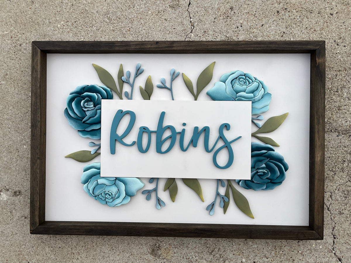 Robins Floral Name Sign