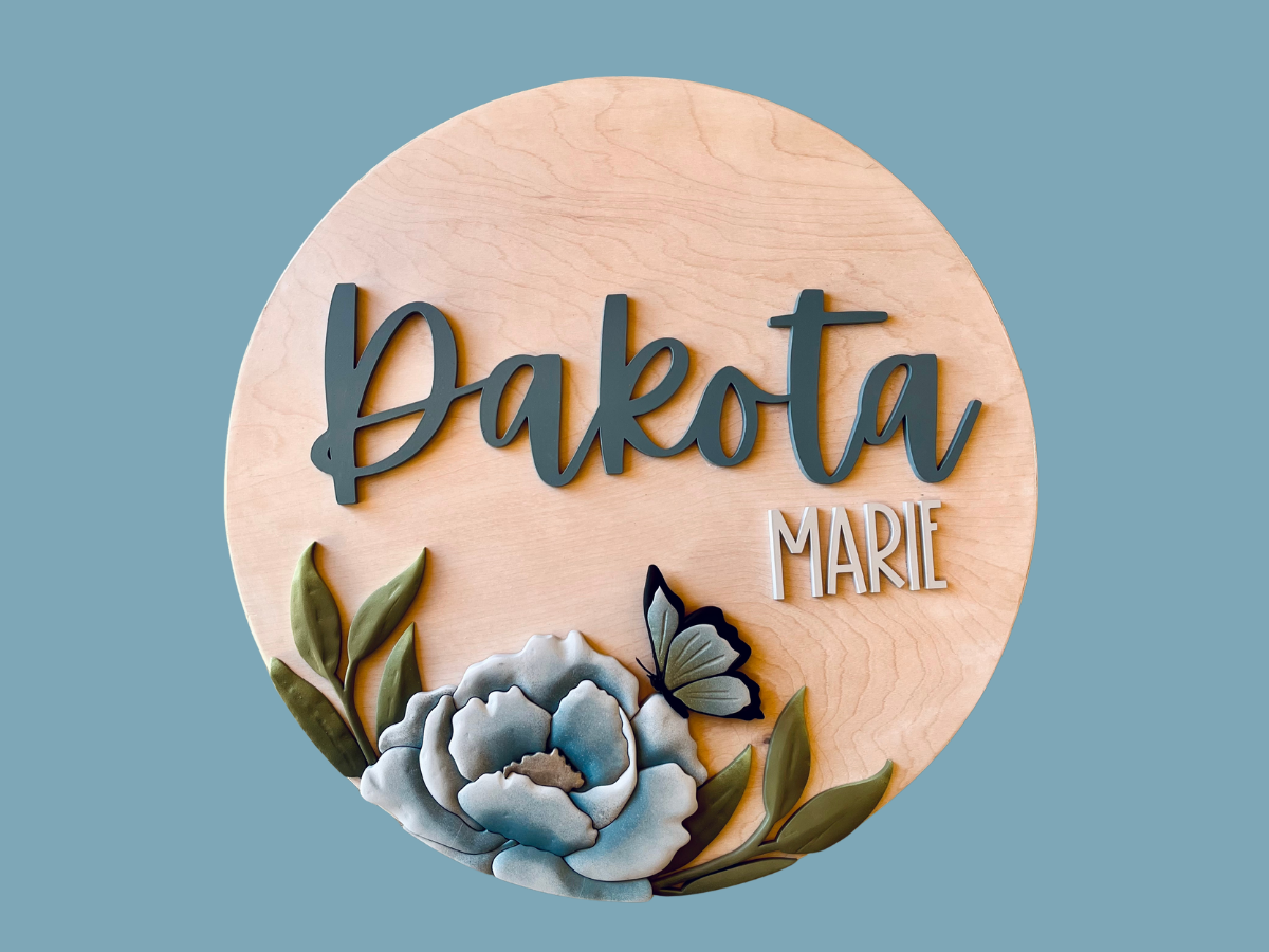 Dakota Floral Nursery Sign - Wood Sign