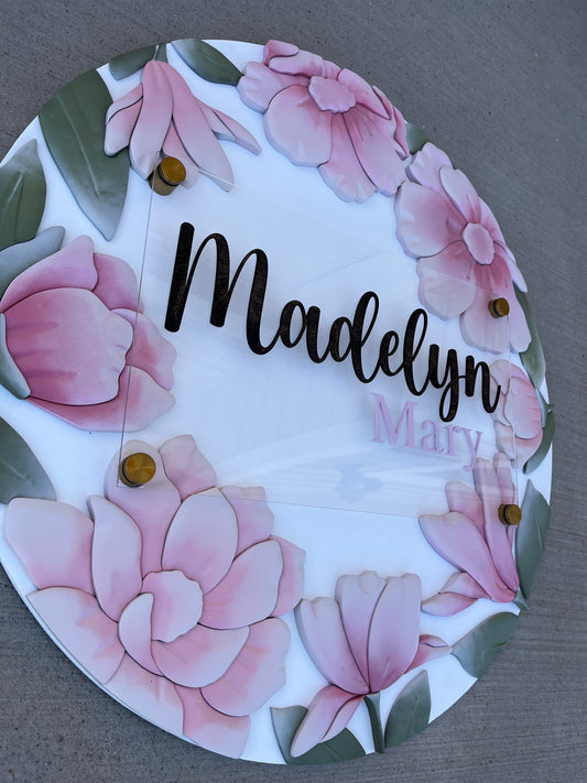 Madelyn All Around Floral Nursery Sign