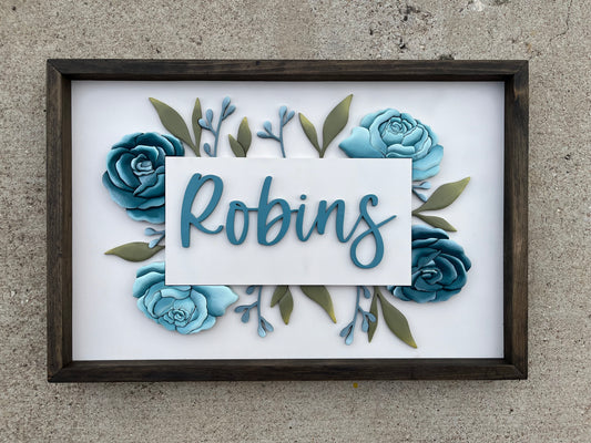 Robins Floral Name Sign