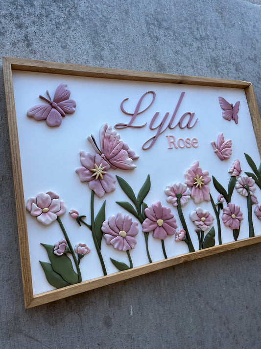 Lyla Rose Wildflower- Wood Sign