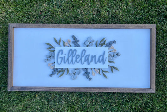 Gilliland Last Name - Greenery Sign