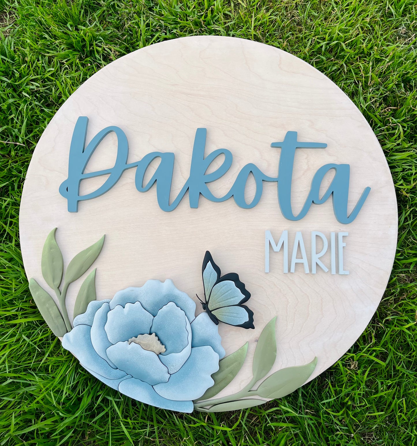 Dakota Floral Nursery Sign - Wood Sign