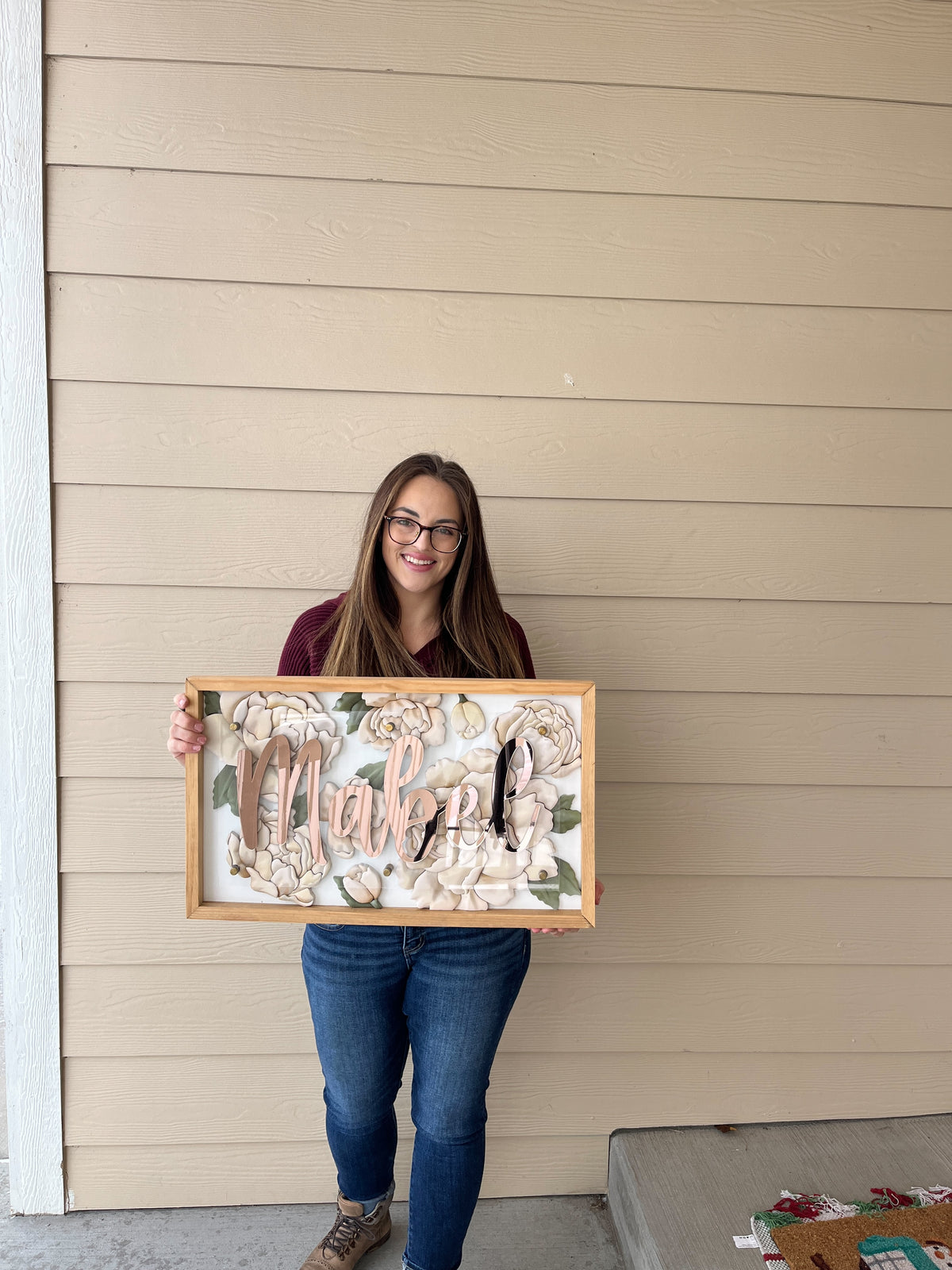 Mabel Floral Nursery Sign - Wood Sign