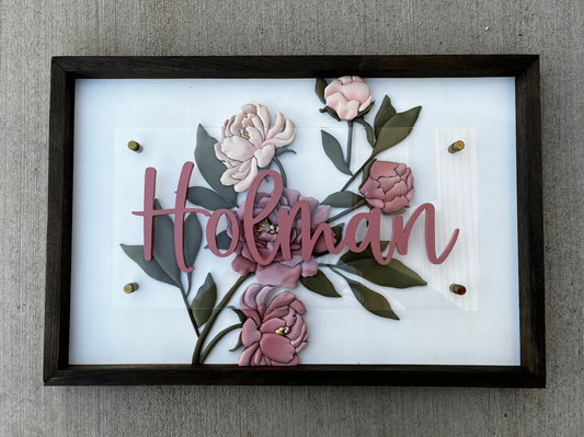 Holman Last Name - Floral Sign