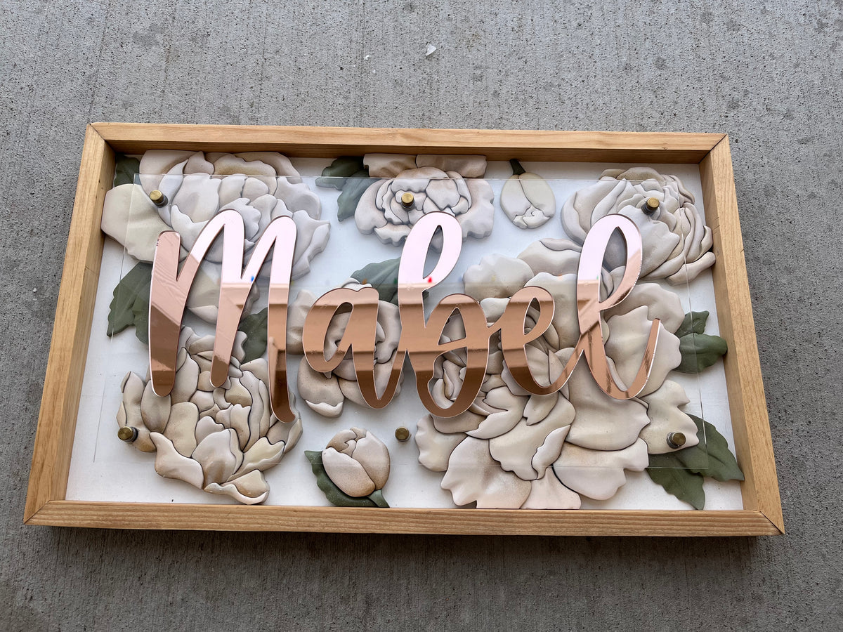 Mabel Floral Nursery Sign - Wood Sign