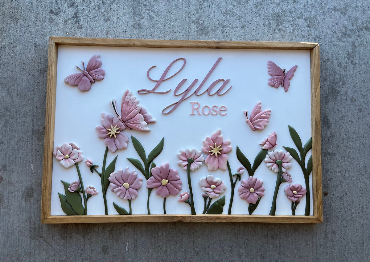 Lyla Rose Wildflower- Wood Sign