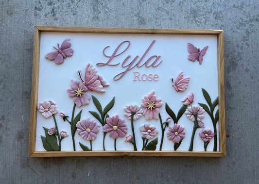 Lyla Rose Wildflower- Wood Sign