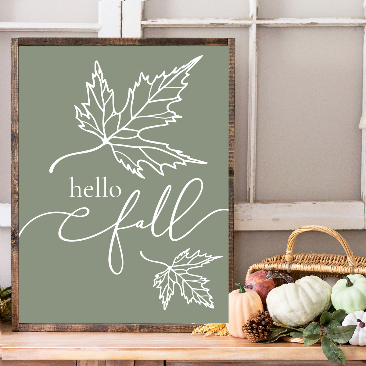 Hello Fall Wood Sign