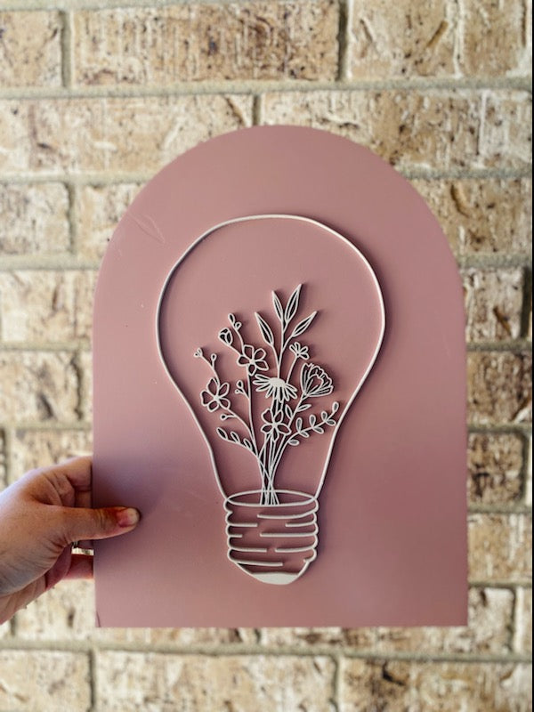 Boho Light Bulb Arch- Wood Sign