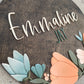 Boho Coral/Mint Ivy Floral Nursery Sign - Wood Sign