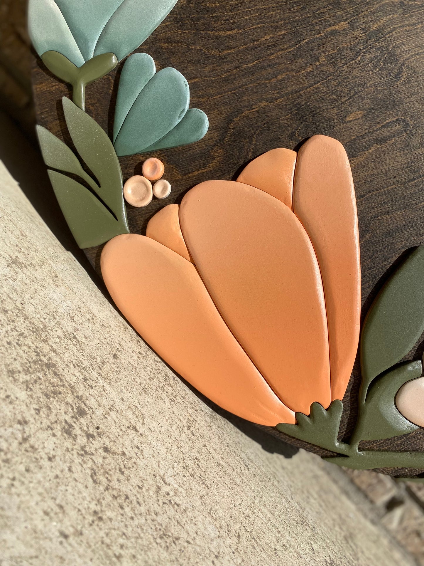 Boho Coral/Mint Ivy Floral Nursery Sign - Wood Sign