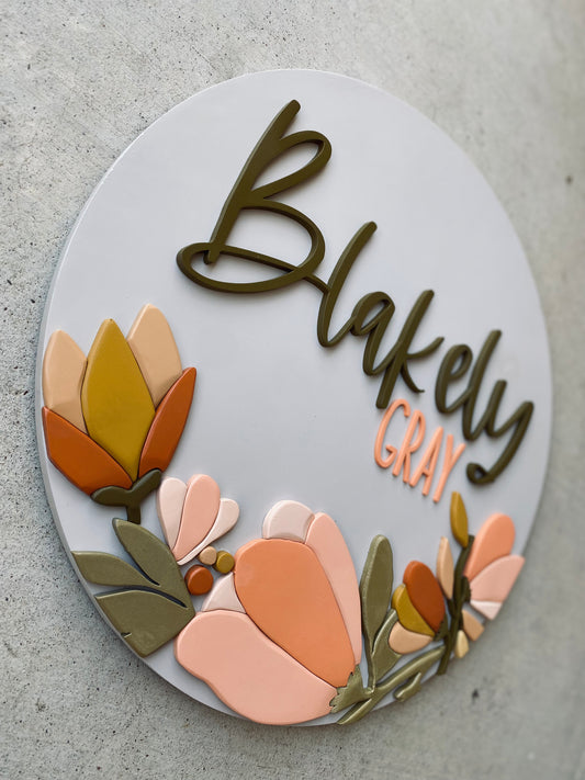 Boho Ivy Floral Nursery Sign - Wood Sign